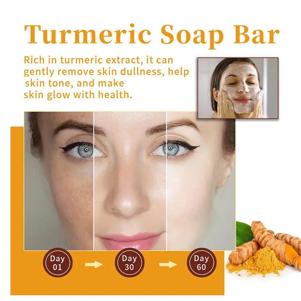 100g Turmeric Soap Acid Dark Spot Remover Soap Bars Moisturizing Soothing Gentle Cleanser Soap For Men Women All Skin Types T7r4