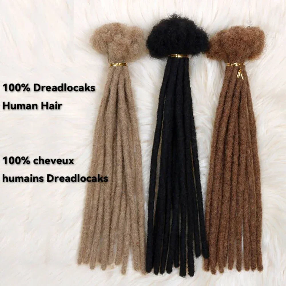 Dreadlock Extensions Human Hair For Men/Women Crochet Braids Organic hair Dread Loc Extensions 0.6 cm Faux Locks Crochet  Hair