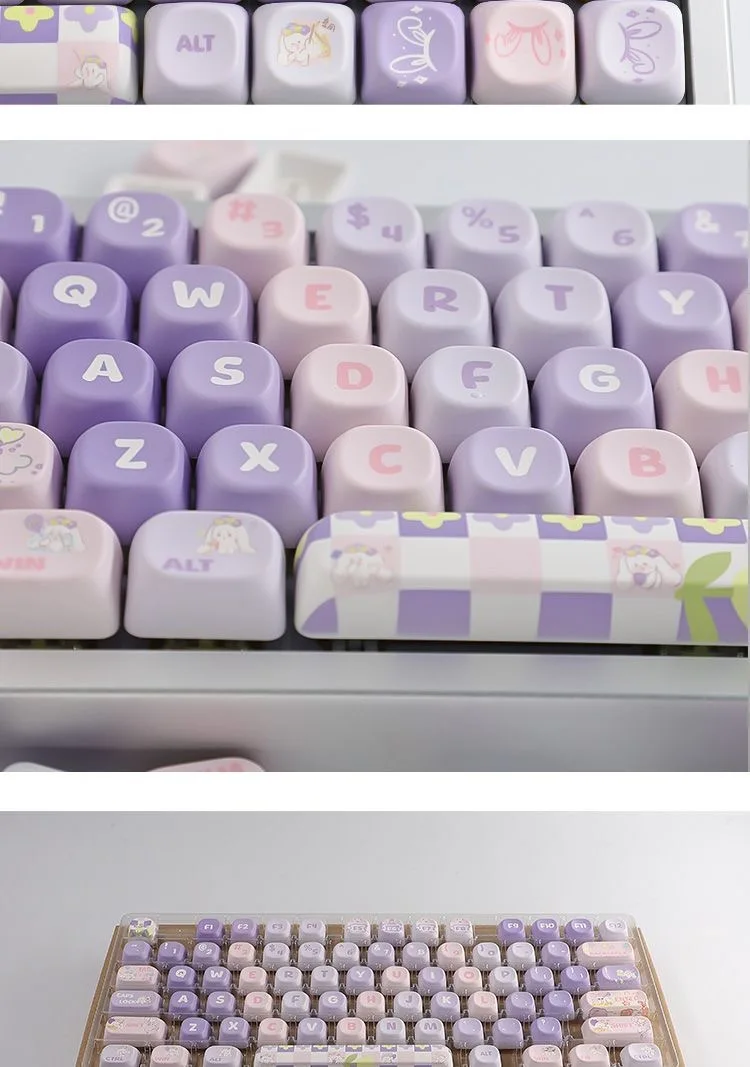 MOA Profile Keycap Cute Rabbit Gift PBT Keycaps 134 Keys Cute Key Cap Dye Sublimation Mechanical Gaming Keyboard Keycap MX Switc