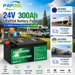 LiFePO4 24V 300Ah 200Ah 100Ah 340Ah 140Ah 12V Lithium Battery Bluetooth Grade A 6000 Cycles For Solar RV Golf Cart Boat EU STOCK