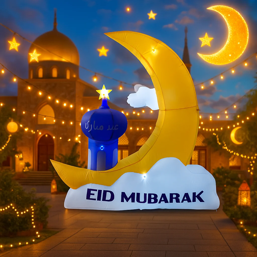  1,8 M/5,9 FT Aufblasbare Spielzeug Muslimischen Eid DIY Dekoration Urlaub Ramadan Festival Mond Dekor Garten Hof LED Licht ornament Geschenk