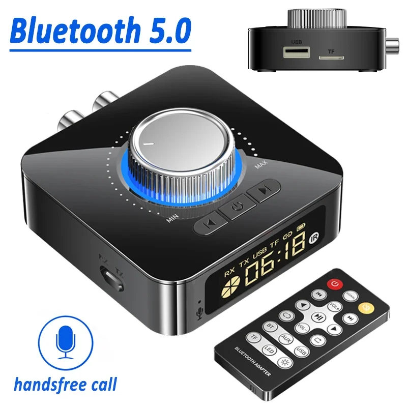 

Bluetooth 5.0 Receiver Transmitter Stereo AUX 3.5mm Jack RCA Handsfree Call TF U-Disk Play Wireless Audio Adapter For TV PC Car