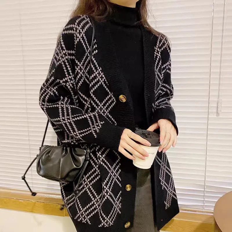 High-End Women's Knitted Open Cardigan Early Autumn New Arrival No Pilling Sweater Jaet Long Sve V-Ne Regular Length