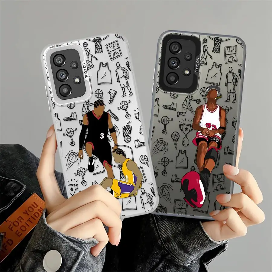 حافظة لهاتف سامسونج جالاكسي A30 A50 A04 A05 A06 A07 A72 A02 A03 A10 A20 A51 A52 A71 A54 A55 A56 غطاء الهاتف الخلفي كرة السلة الرياضة