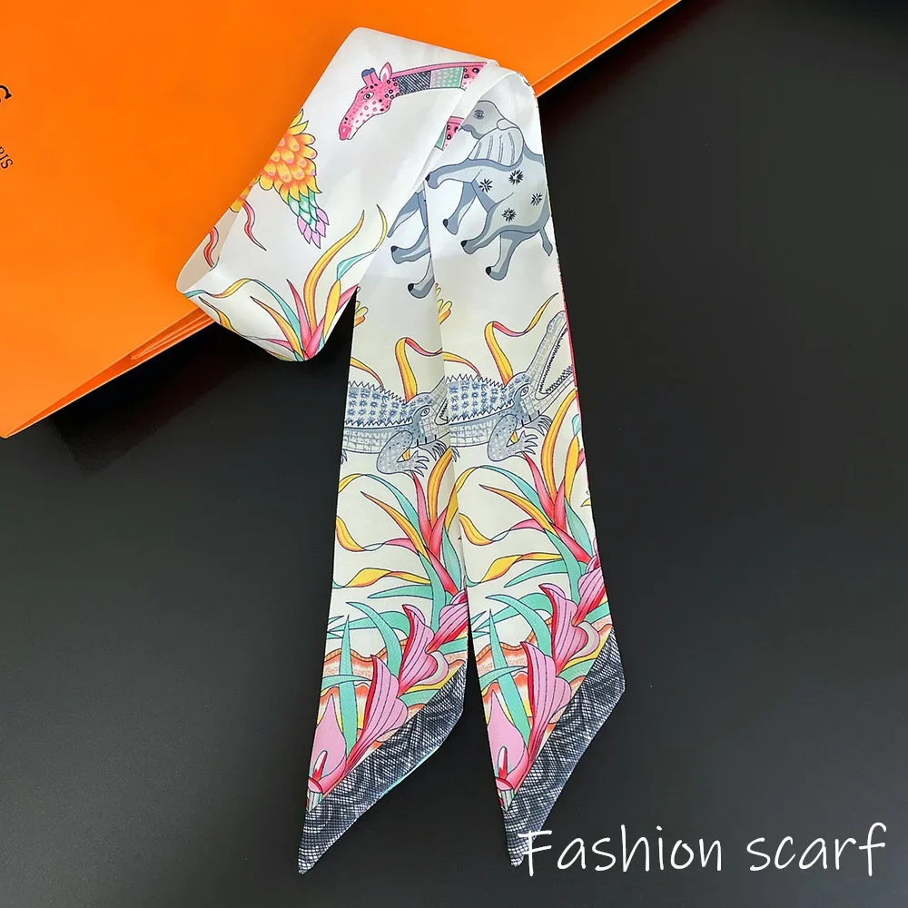 Europe 2025 Fashion New National Style Small Nroken Flower Women's Decorative Twill Binding Bag Handle Silk Scarf Ribbon Scarf