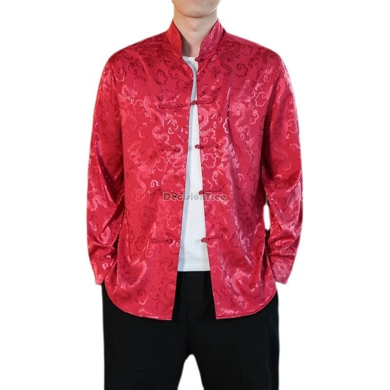 قميص شيونغسام بأزرار على الطراز الوطني الصيني المحسن لعام 2025 بلوزة بدلة تانغ فضفاضة بأكمام طويلة وياقة واقفة