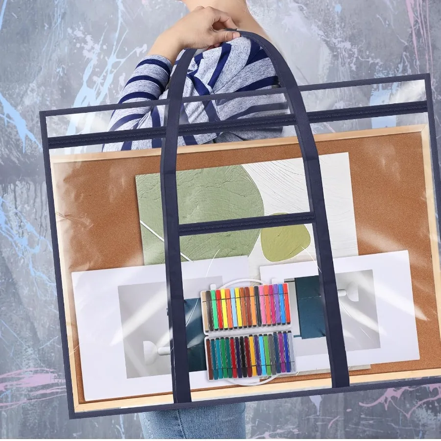 Custodia grande per portafoglio artistico Borsa portaoggetti per poster 48 x 36 con materiale in PVC e manici con cerniera per insegnanti e artisti Include il toro