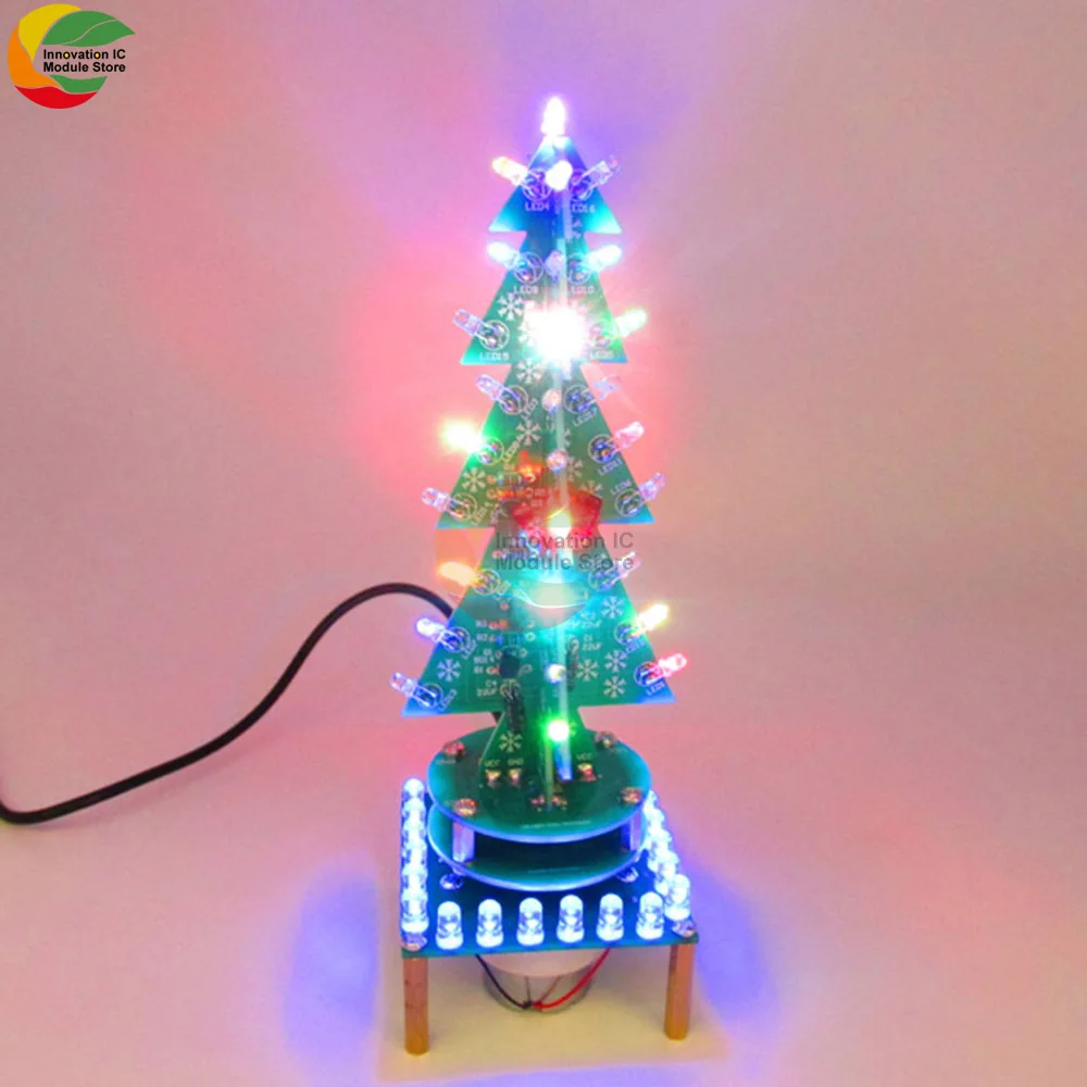 Rotating Colorful Music Christmas Tree Led Flowing Water Electronic Diy Electronic Kit Christmas Decoration Gift