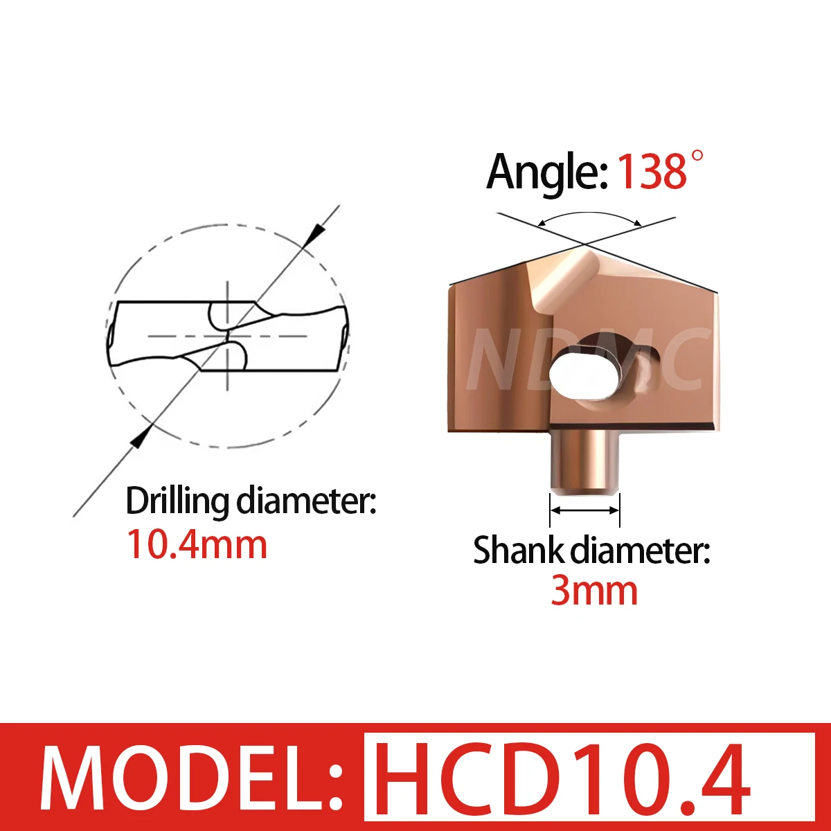 CNC Wolfraamstaal Schop Boren Blade HCD10.0-HCD25.5 Kroon Boren Blade HCD Universele Solide Harde Legering Diep Gat Blade ook - afbeelding 1