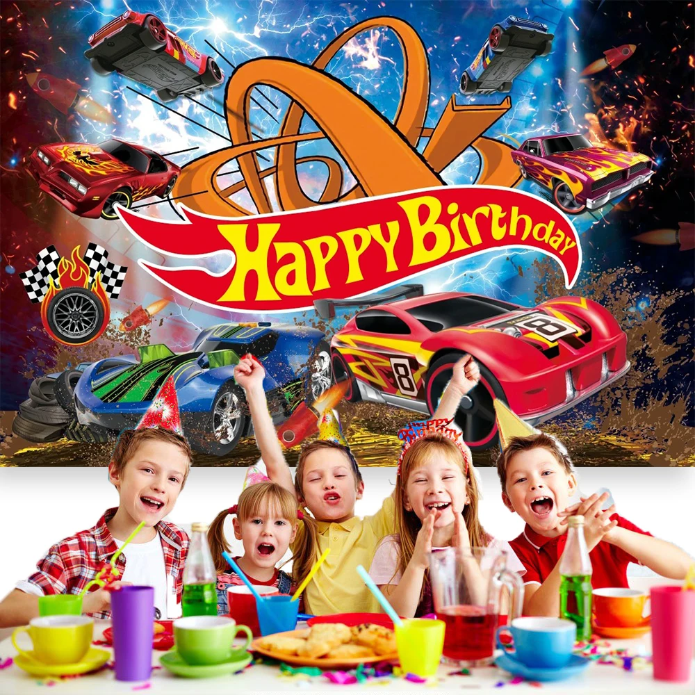 Racing Auto Motorrad Thema Junge Geburtstag Hintergrund Kinder Geburtstag Party Dekoration Banner Hot Wheel Fotografie Kulissen