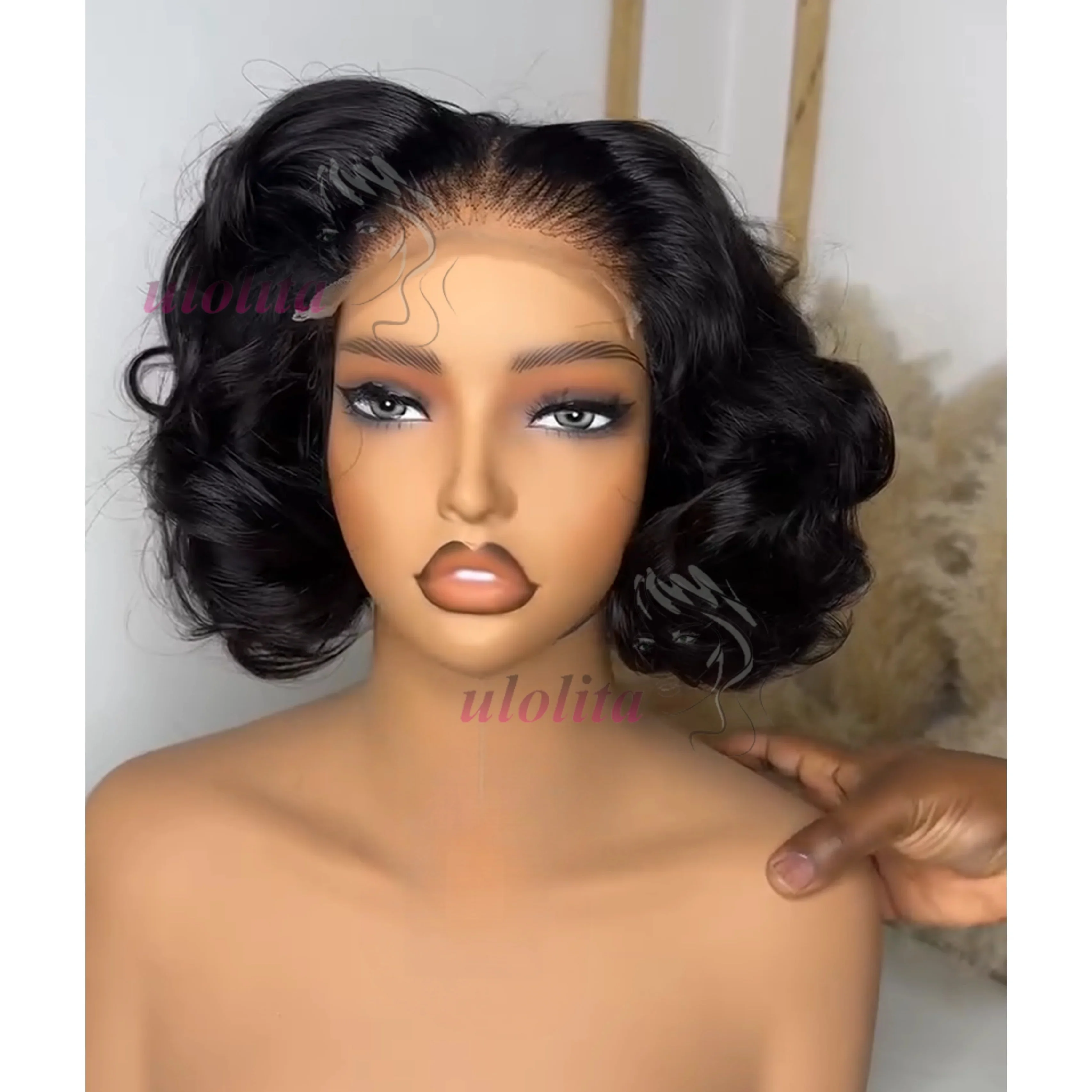 Ombre Schokoladenbraun Lose Bouncy Wave 4x4 HD Lace Closure Echthaarperücken 100% Vietnamesisches Haar Sofort tragbar Kleberlose Lockenperücke – Detail 13