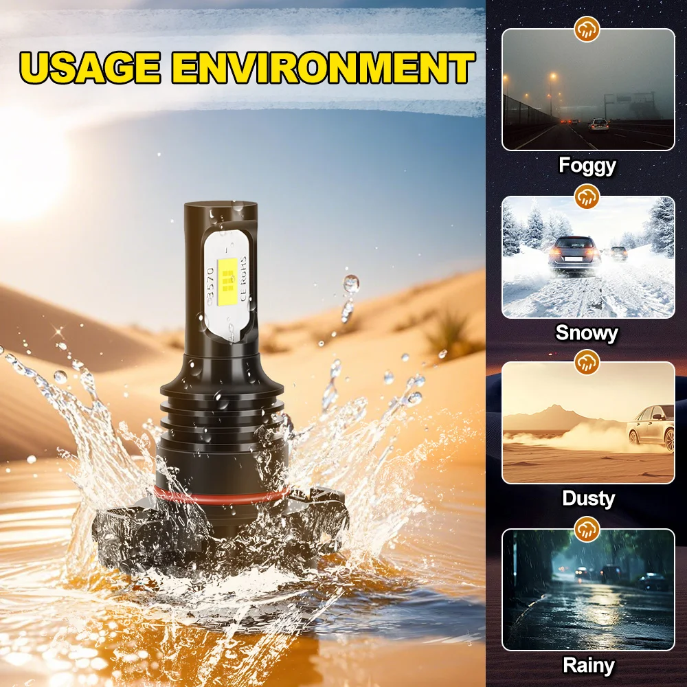 2 قطعة 5202/H16 LED أضواء الضباب 6000K سوبر وايت مصابيح كهربائية 10000LM ترقية 3570 CSP رقائق عالية الطاقة DRL مصابيح #4