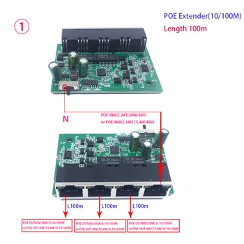 1 + 3Port modülü POE genişletici, IEEE 802.3af/at PoE + standart, 10/100Mbps, POE tekrarlayıcı 100-500 metre (328 ft), genişletici modülü