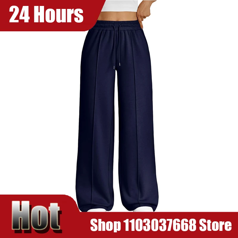 Wide Leg Pants For Women’s Fleece Lined Sweatpants Straight Pants Travel Basic Bottom All-Math Plain Fitness Joggers Pants