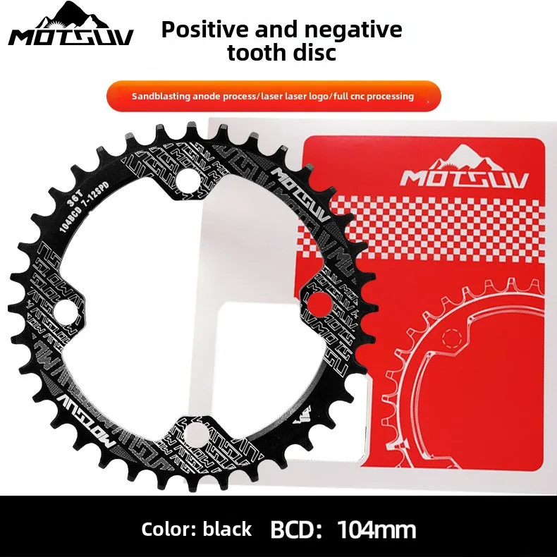 MOTSUV Mountain bike 104BCD tooth disc positive and negative tooth disc 32T 34T 36T 38T single speed elliptic disc  accesories