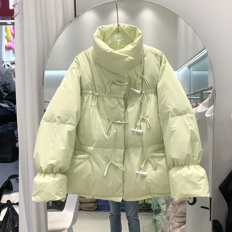 Frauen Parkas loser Mantel Kuhhorn Knopf Baumwoll jacke für Frauen, 2024 neu