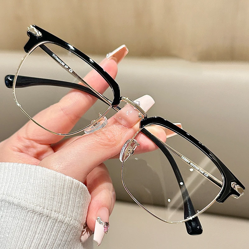 Transparent Computer Glasses Metal Frame Women Men Anti Blue Light Square Eyewear Blocking Glasses Optical Spectacle Eyeglass