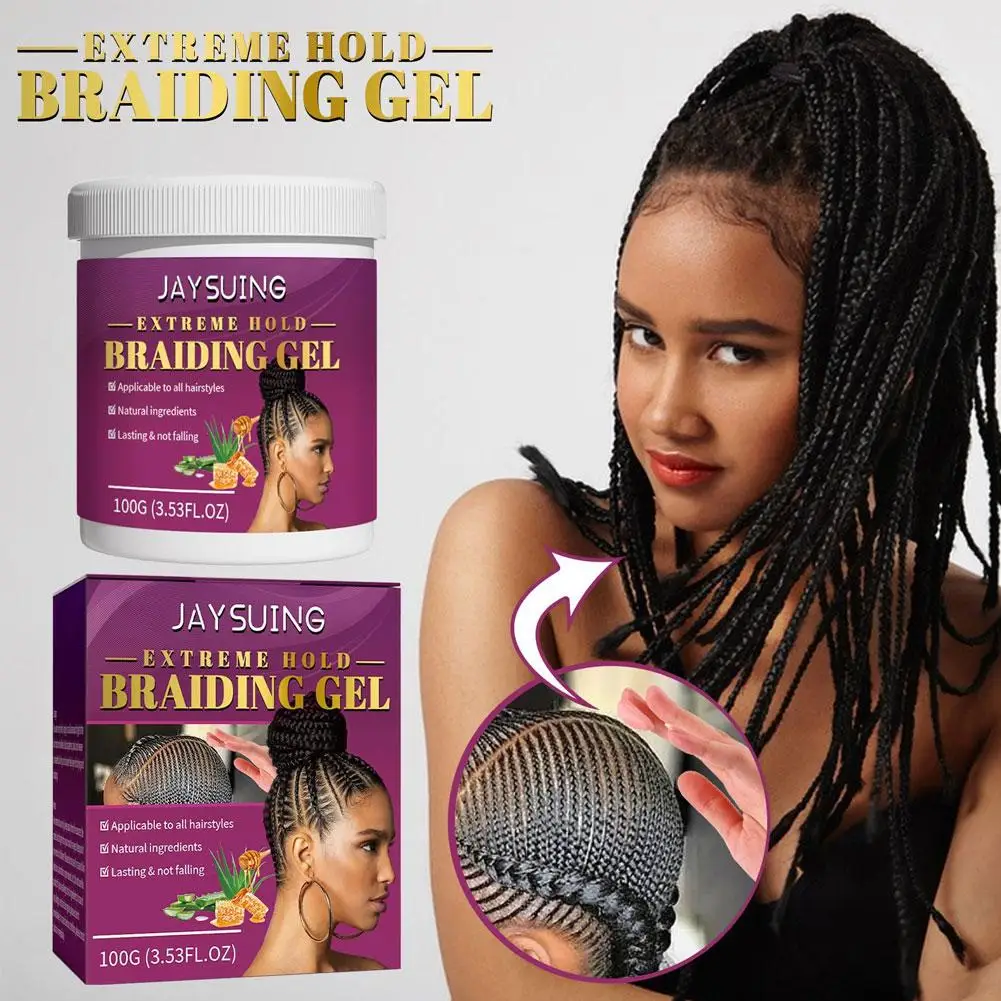 

100g Broken Hair Finishing Anti-Frizz Hair Gel Braiding Hair Styling Hold Long Locking Hold Hair Lasting Strong Twist Gel H8E5