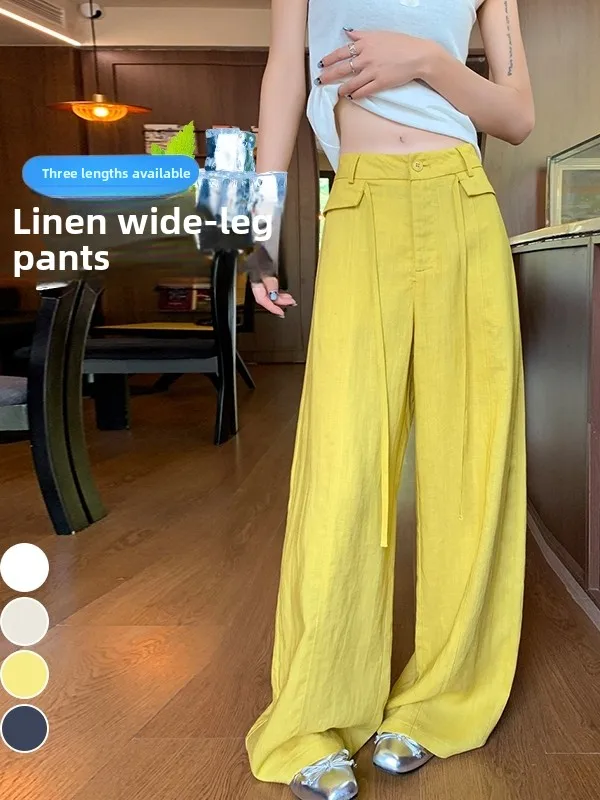 

High Waist Wide Leg Pants Summer 2026 Casual Loose Fit Walking Pants for Women Girls Comfortable Linen Blend Casual Trousers