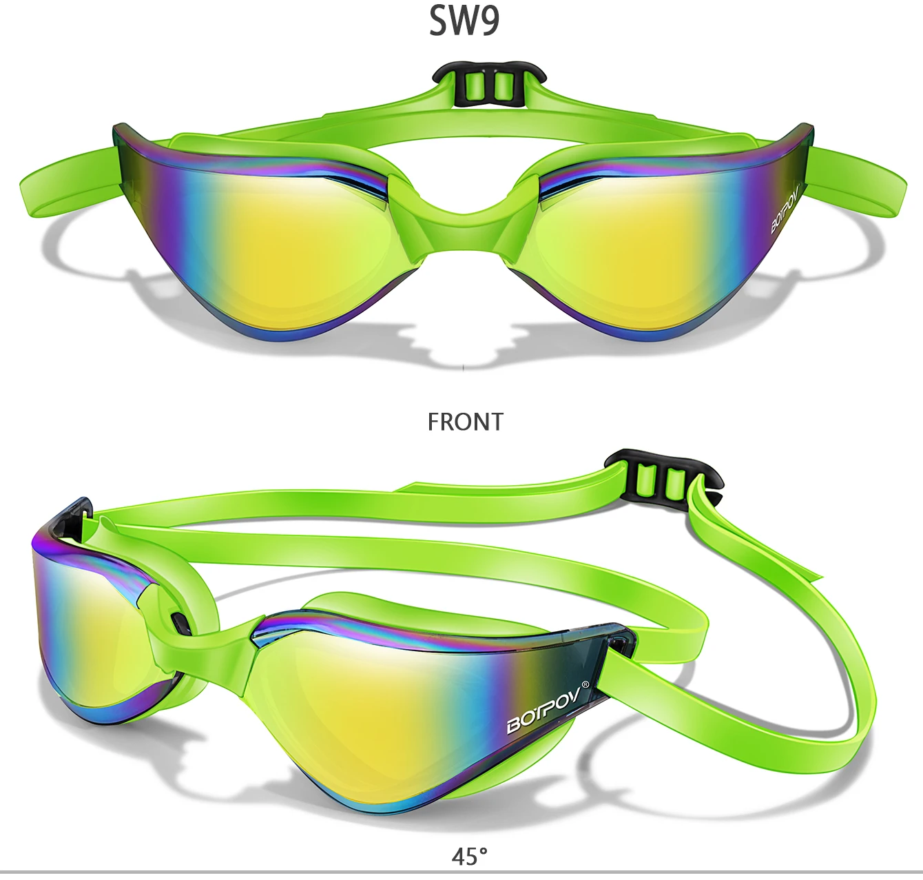 Schwimmbrille, beschlagfrei und klare Sicht, kein Auslaufen, schnell verstellbarer Riemen in verschiedenen Linsenfarben – Detail 13