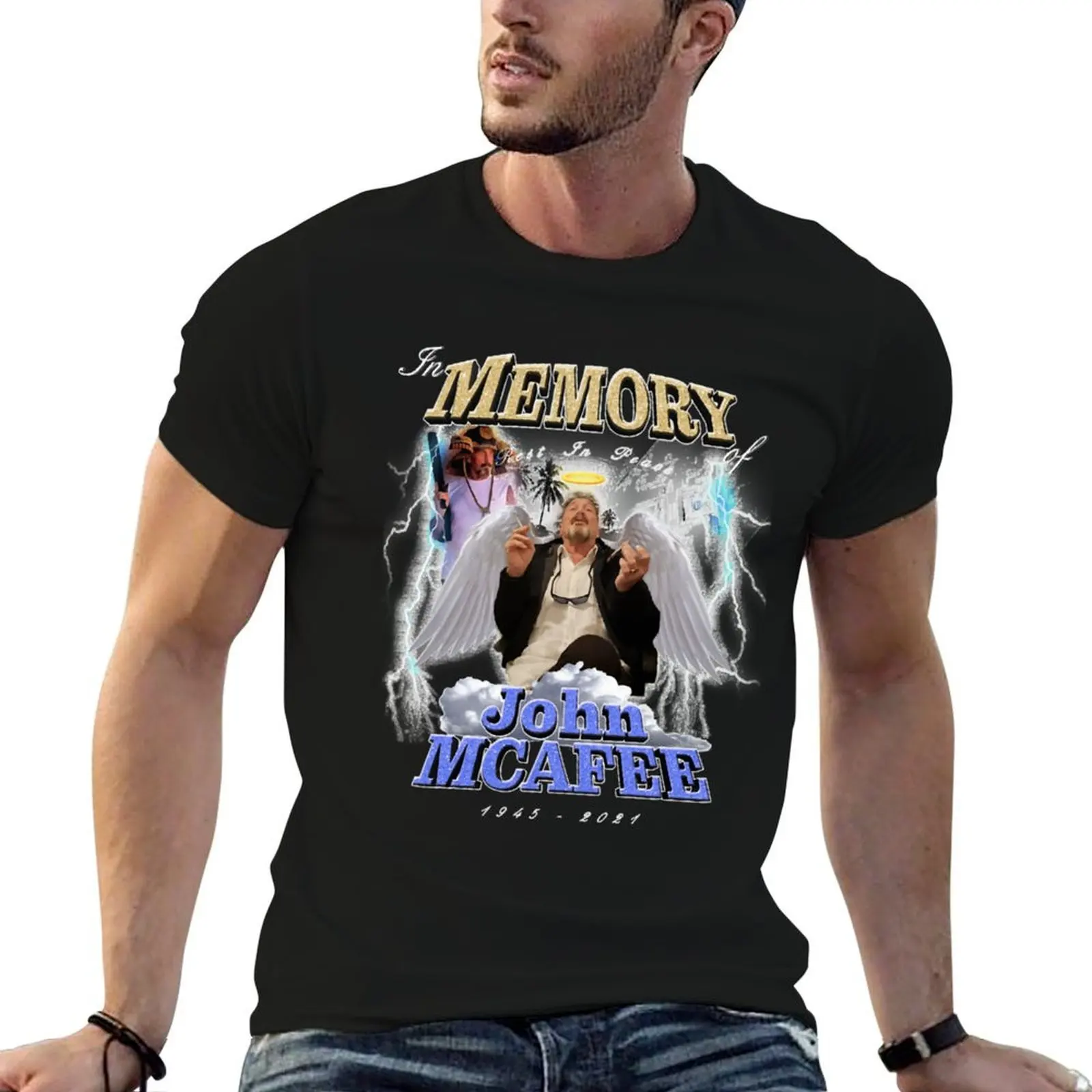 

Great Model Rest In Peace John Mcafee Cool Graphic Gift T-Shirt man t shirt cotton t shirt man designer T-Shirt