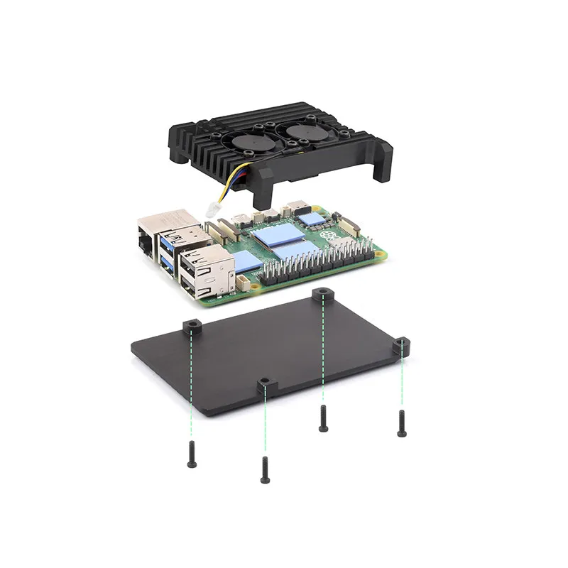 Woli Wei Xue Raspberry Pi Raspberry Pi 5 shell aluminum alloy cooling silent dual cooling fan chassis