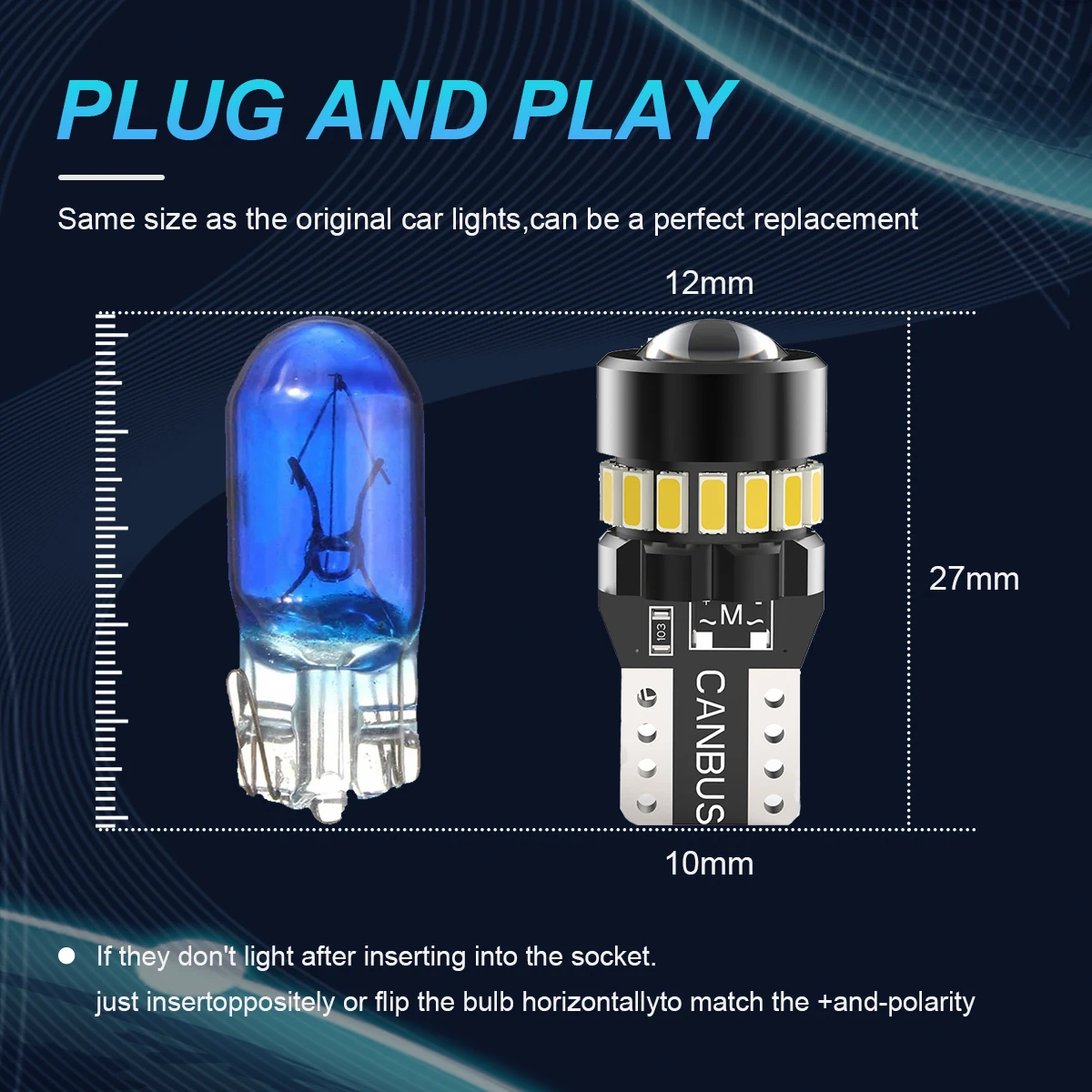 NLpearl 2PCS T10 W5W LED Canbus No Error 194 168 Bulb Car Side Interior Lights 3030 SMD BMW Audi Super Bright 6500K White 12V