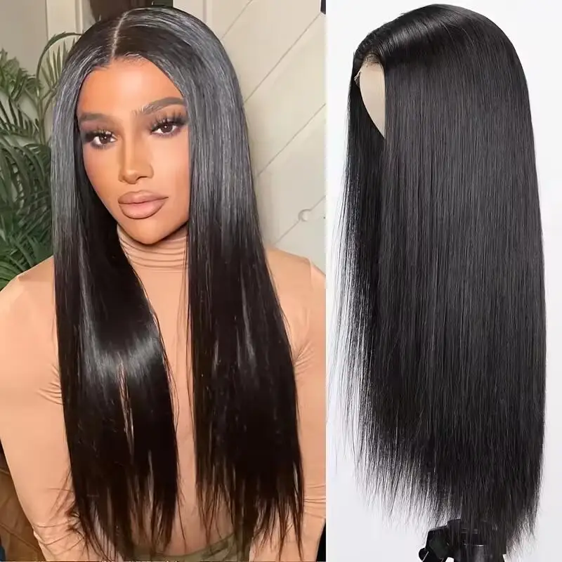 Glueless Wear and Go Straight Human Hair Wigs For Women Daily Use 180% Density Straight Pre Cut 4X4 Lace Closure Wig 16-24 Inch