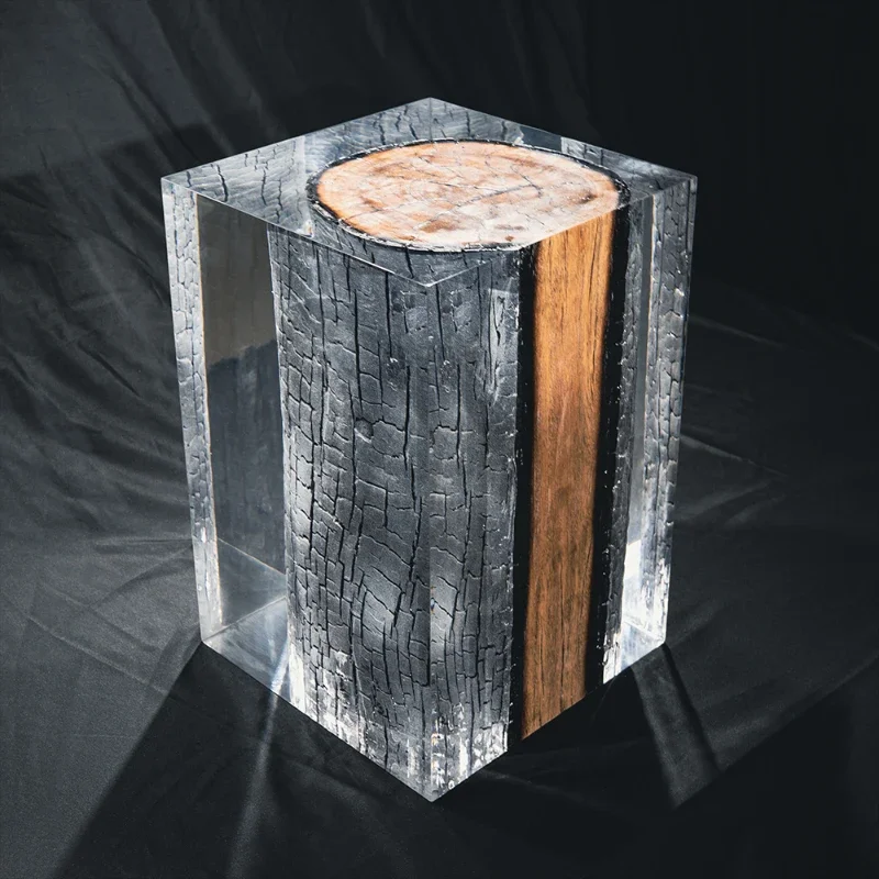 Extraordinary tree stump furniture hotel room nightstand acrylic side table living room luxury resin chair clear epoxy stool