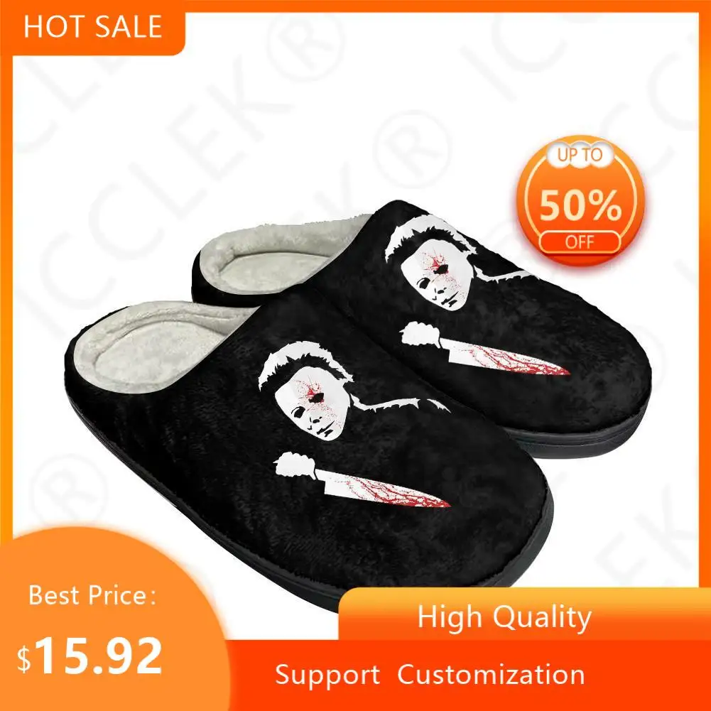 Terror Michael Myers Cotton Custom Slippers Mens Womens Sandals Plush Casual Keep Warm Shoes Thermal Soft Plush Non-Slip Slipper