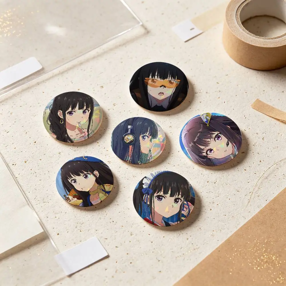 Takina Inoue Anime Figure Badges 25 32 44 58 75 Mm Round Cosplay Pin Bag Decor Fans Collect Friends Gifts Brooch Souvenir
