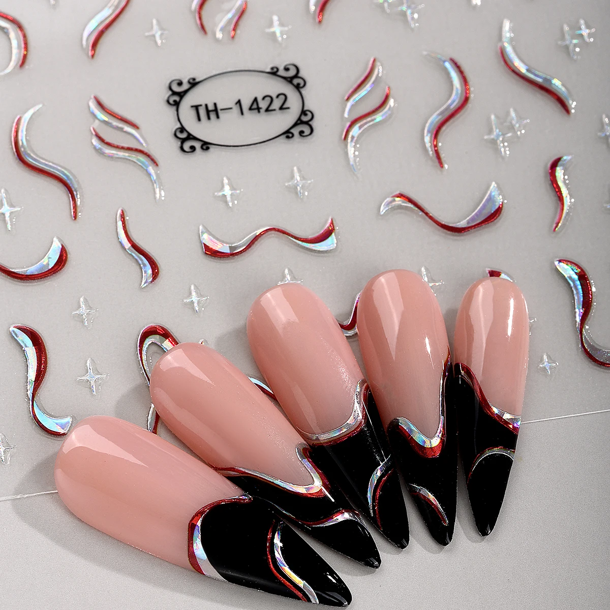 

3D Laser Stripe Nail Art Stickers French Irregular Lines Self-Adhesive Y2K Nail Sticker Manicure DIY Nail Decoration Decal