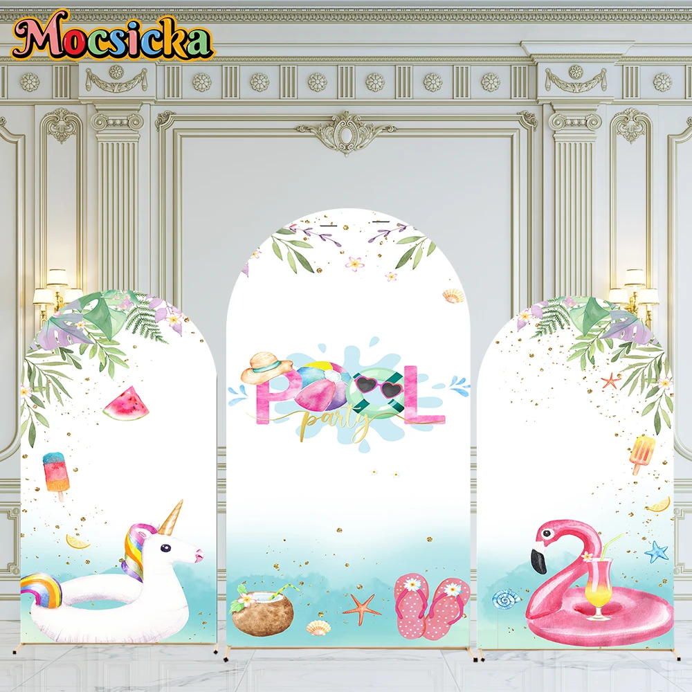 Mocsicka arco telón de fondo cubierta Fiesta EN LA Piscina agua voleibol natación anillo familia vacaciones fiesta decoración fotografía fondo Prop
