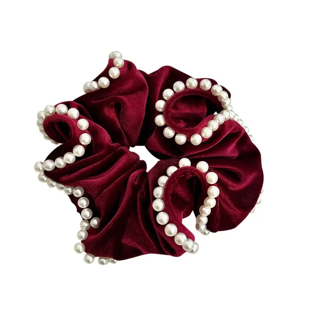 Elastic Hair Band Velvet Scrunchies Hair Ring Ponytail Holder Large Intestine Hairband Hair Accessories Hair Tie Pearl Hair Rope