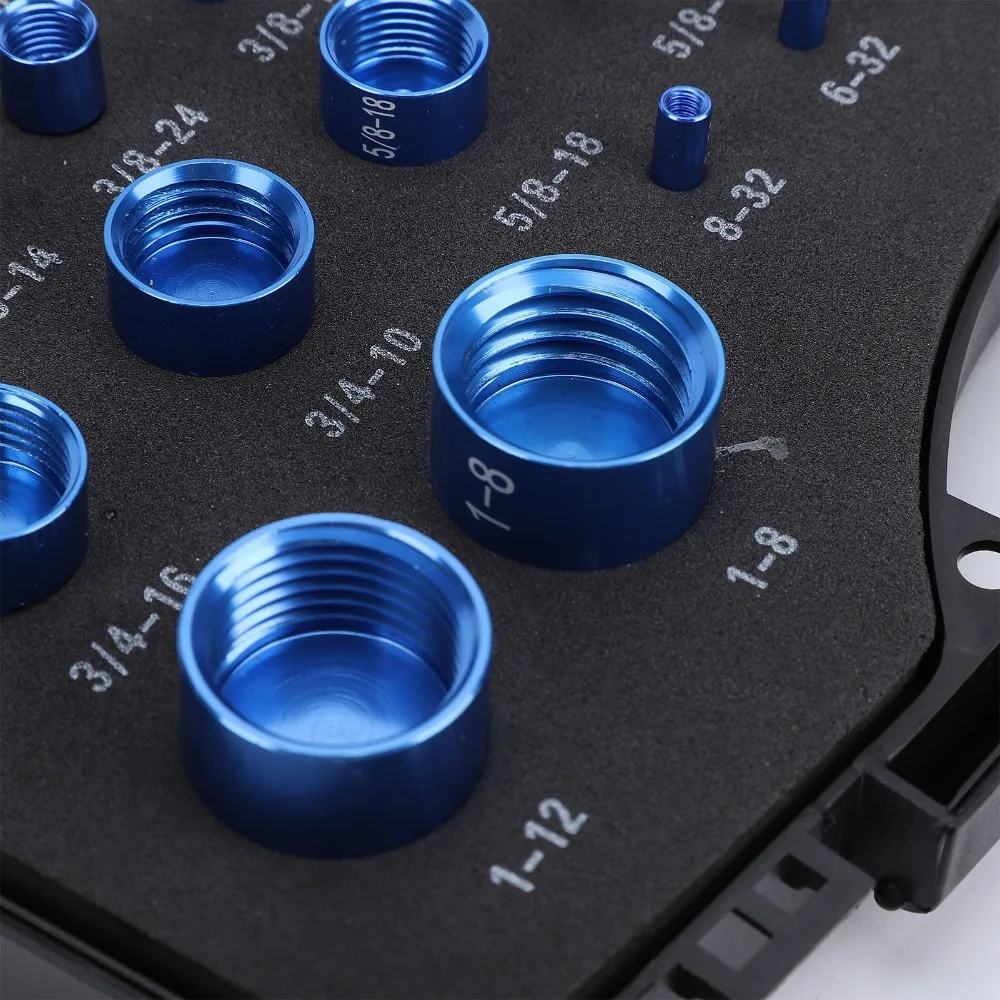 23 Inch Sizes Nut and Bolt Thread Checker Aluminum 21 Metric Sizes Thread Gauge Set Red and Blue Organizer Box