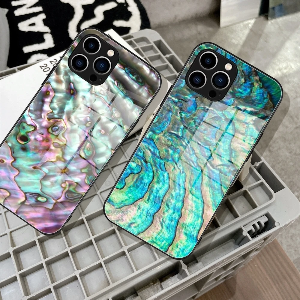

Abalone Phone Case Tempered Glass For IPhone 15 14 13 12 11 Pro Max Plus Samsung S24 Ultra S23 Fe S22 Covers