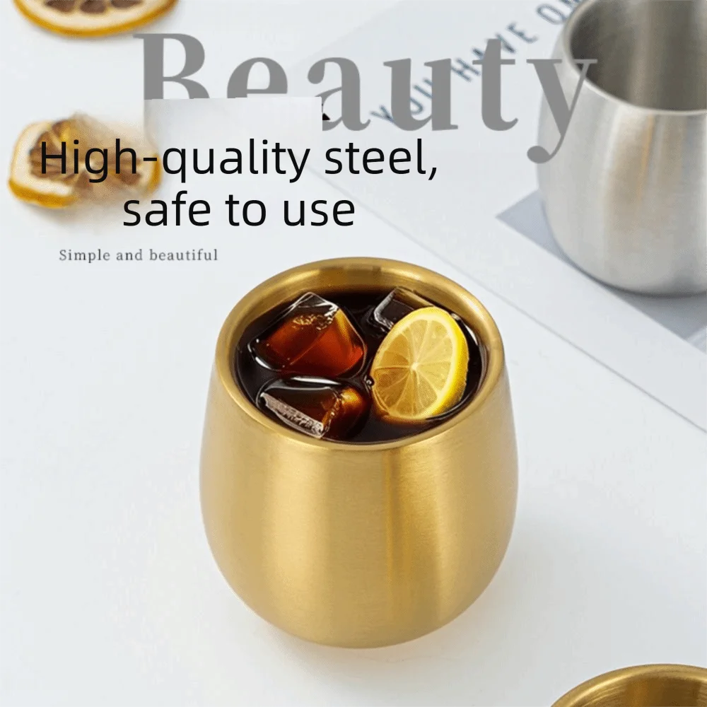 Children‘s Anti-drop Stainless Steel Water Cup Reusable Thickened Double-layer Beer Cup Comfortable Grip 140/150/200ml