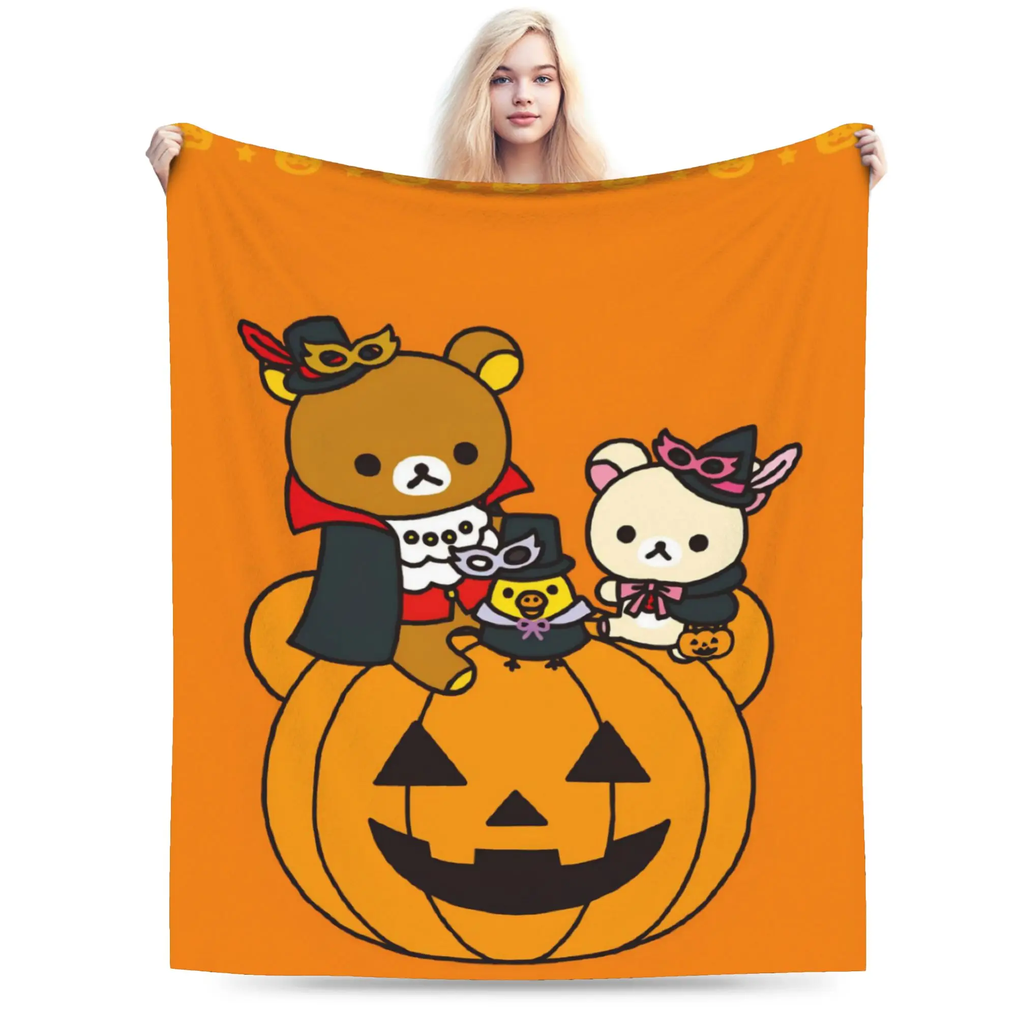 R-Rilakkumas Cartoo Throw Blanket for Couch  Soft Fuzzy Plush Blanket 50x60 Inches Multi-size Bedspread for All Seasons