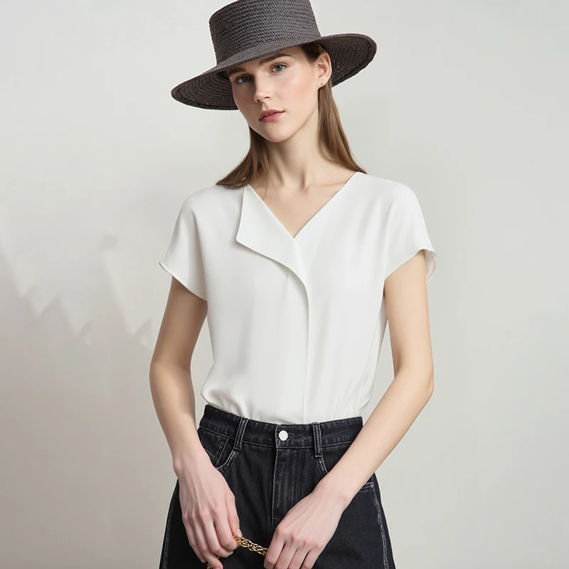 Women's Chiffon Blouse - Minimalist Loose Fit Casual Chic Top