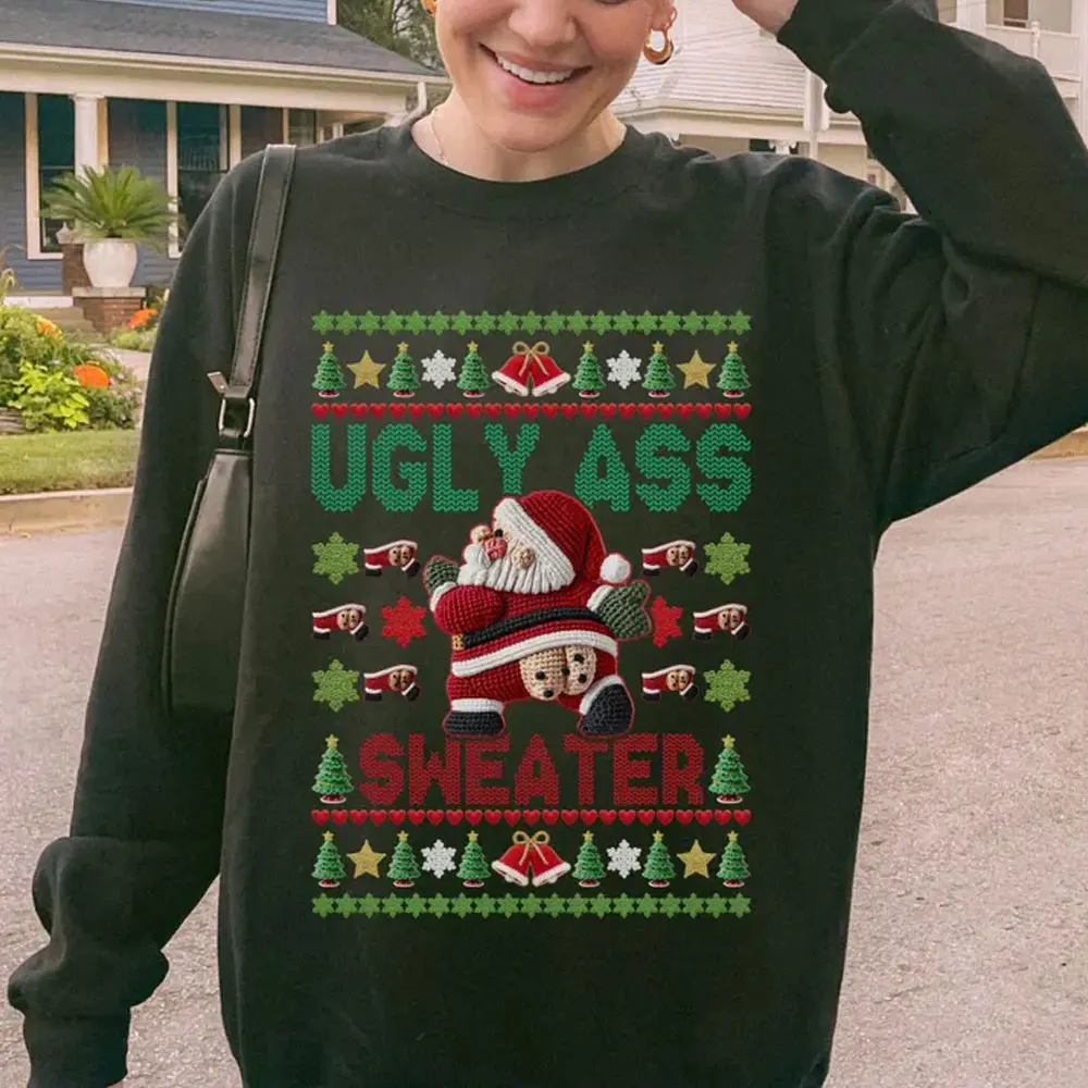 

Свитер уродливой задницы Санта-Клауса, забавный рождественский свитер для мужчин и женщин, Санта-Клаус, кляп, подарок, Рождественский подарок, зимний свитер, праздничная толстовка