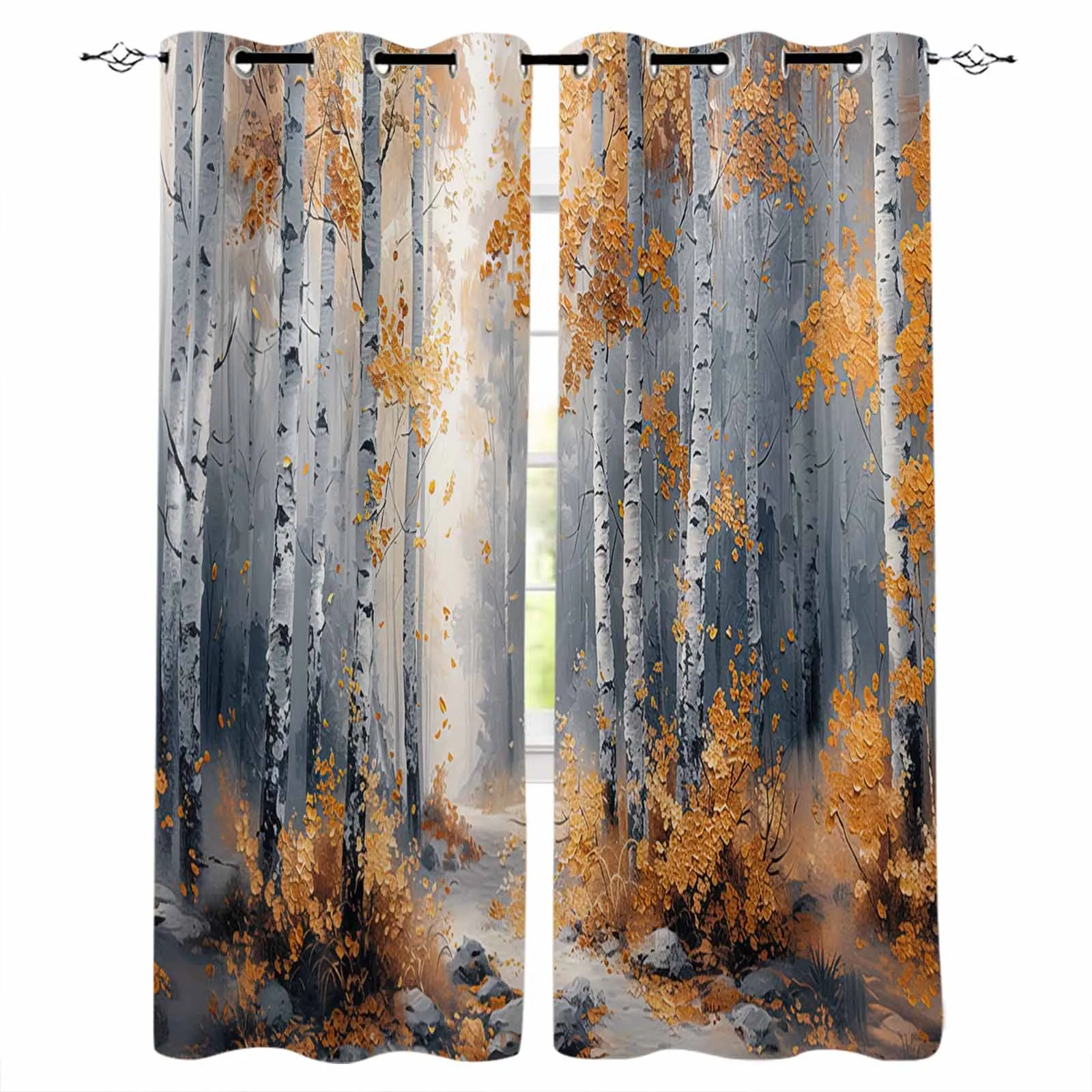 

Impressionism Of Oil Painting Forest Plants Blackout Curtains For Living Room Bedroom Printed Window Treatment Drapes Home Decor