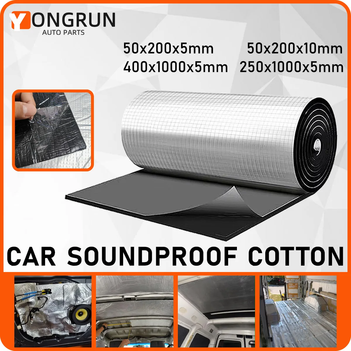 YONGRUN Car Sound Deadening Heat Insulation Mat Auto Noise Reduction Foam Pad Hood Firewall Trunk Floor Thermal Shield Sheet