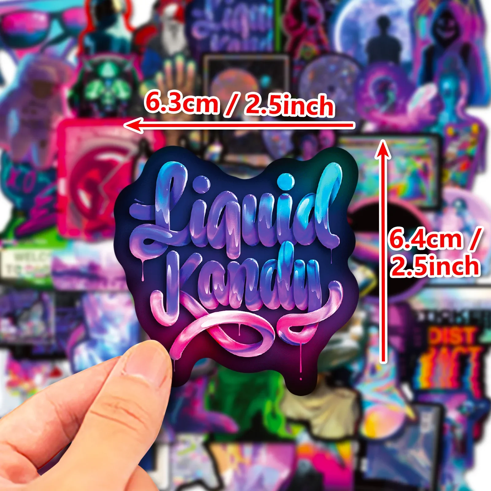 50pcs Laser Graffiti Holographic Colorful Punk Guitar Suitcase Refrigerator Skateboard Waterproof Sticker