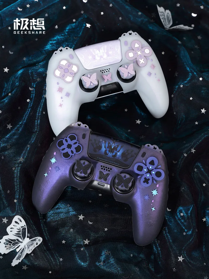 Geekshare Ps5 Controller Silicone Cover Anti Slip Butterfly Pattern Full Protective Soft Case Gamepad Accessory For Gaming