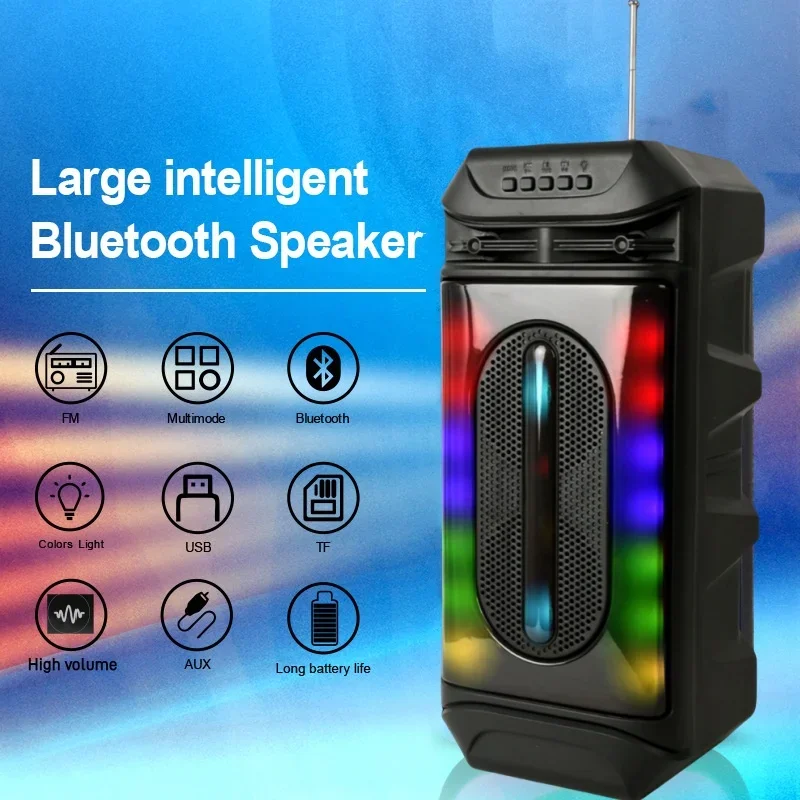 Caixa De Som Bluetooth Speaker Sound Column Sound Box Outdoor Karaoke Party Box Portable Subwoofer 8-inch TWS/FM/RGB High Power