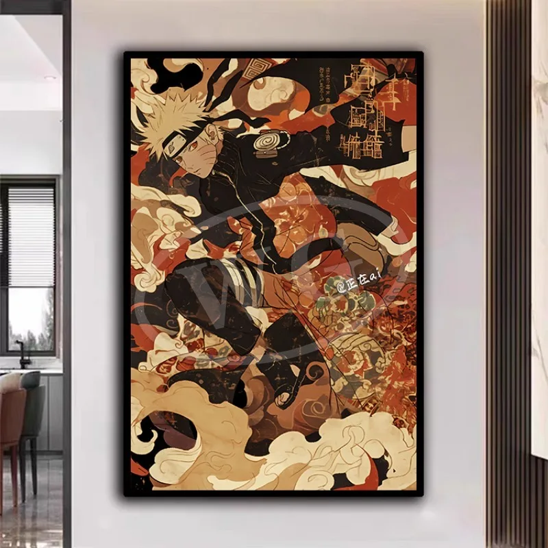 Naruto Poster Kakashi Sasuke Itachi Uchiha Akatsuki Anime Character Ukiyo-e Oil Painting Modern Home Decoration Aesthetic Gift