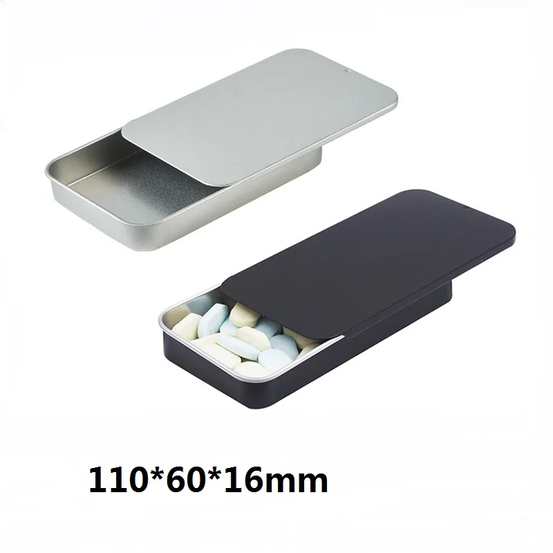 5 PCS Small Rectangular Candy Storage Tin Box Empty Metal Push-Pull Iron Case Portable Storage Container for Jewelry Packaging