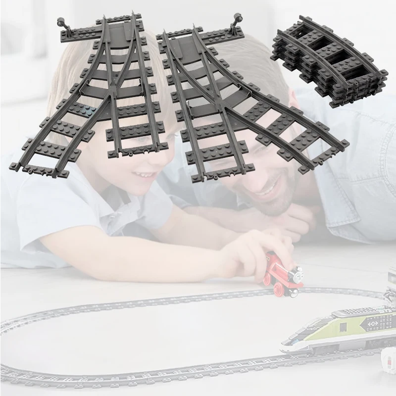 City Trains Flexible Railway Building Blocks Toys Crossing Forked Straight Curved Track Bricks Switch Tracks 60238 Tracks 60205