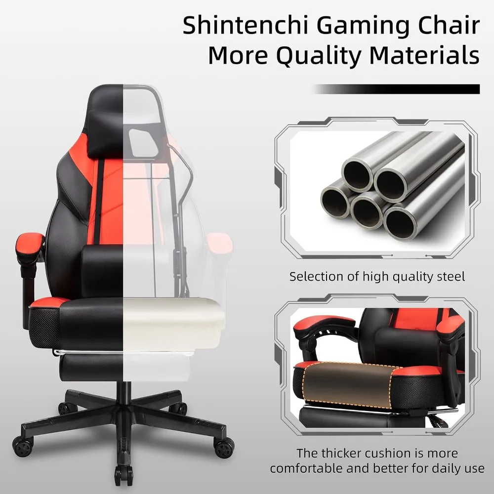 Ergonomic Gaming Chair with Footrest, Massage Lumbar, Adjustable Height & 360° Swivel view 6