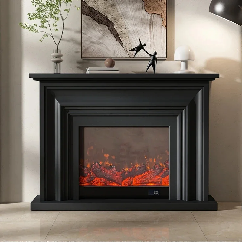 

Italian Minimalist Black Electronic Heating Simulation Modern Minimalist Living Room Wall Curio Cabinet Cream Style